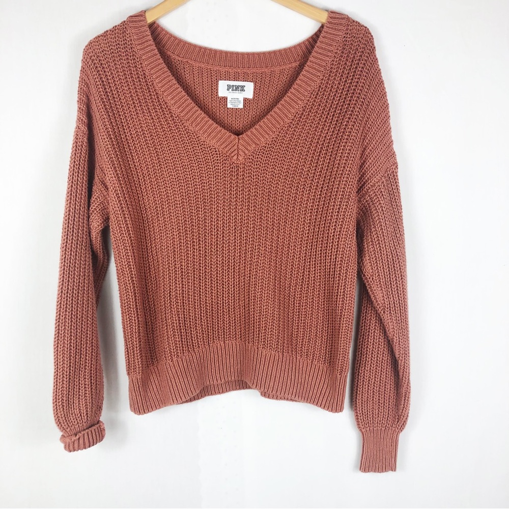 PINK by Victoria Secret Chunky Knit Heritage Sweater | Brown | Size Medium
